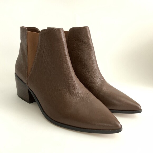 New Saks Fifth Avenue Leather Chelsea Point-toe Ankle Bootie Brown 10 - Picture 13 of 13